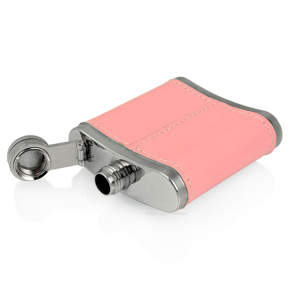 Pink Leatherette Hip Flask, Gift Boxed