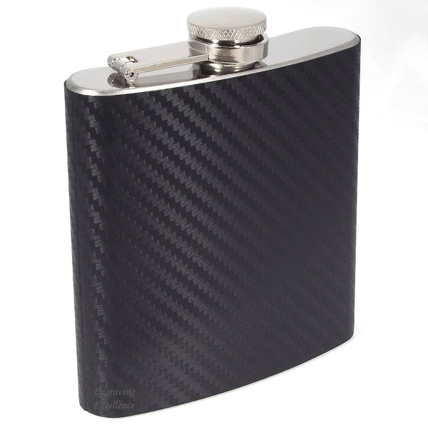 6oz Black Carbon Hip Flask