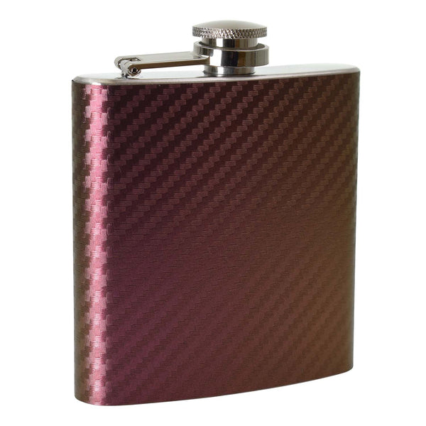 6oz Two Tone Red/Yellow Carbon Hip Flask