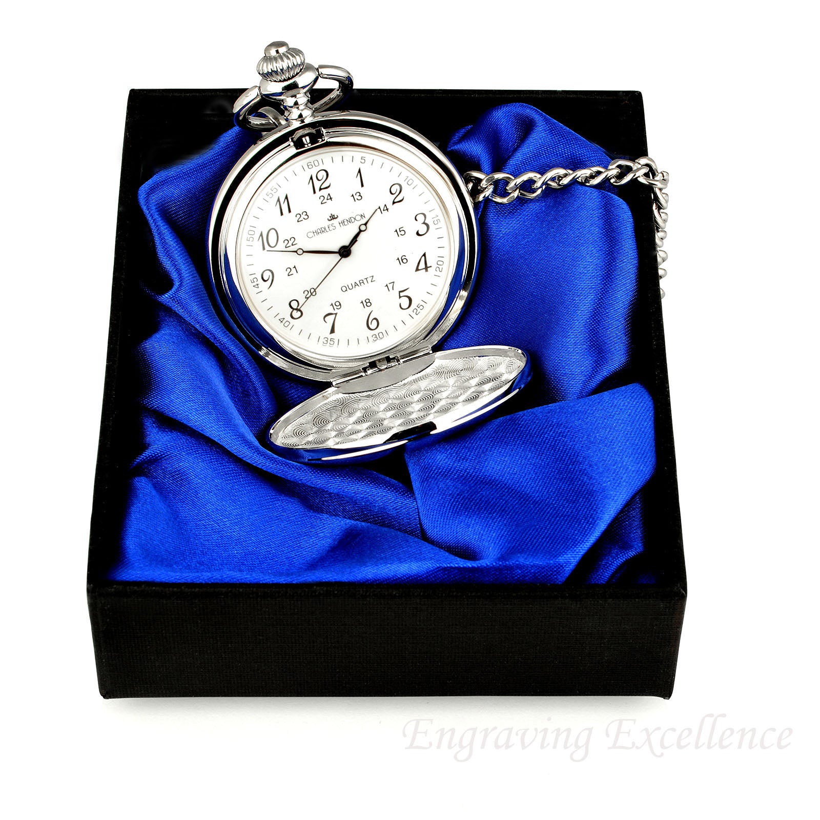 Silver Pocket Watch with Arabic Numerals