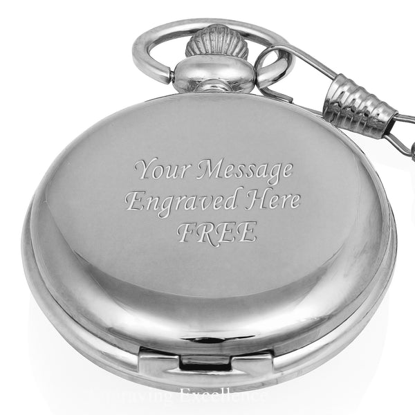 Silver Mechanical Roman Pocket Watch in a Wedding Printed Gift Box