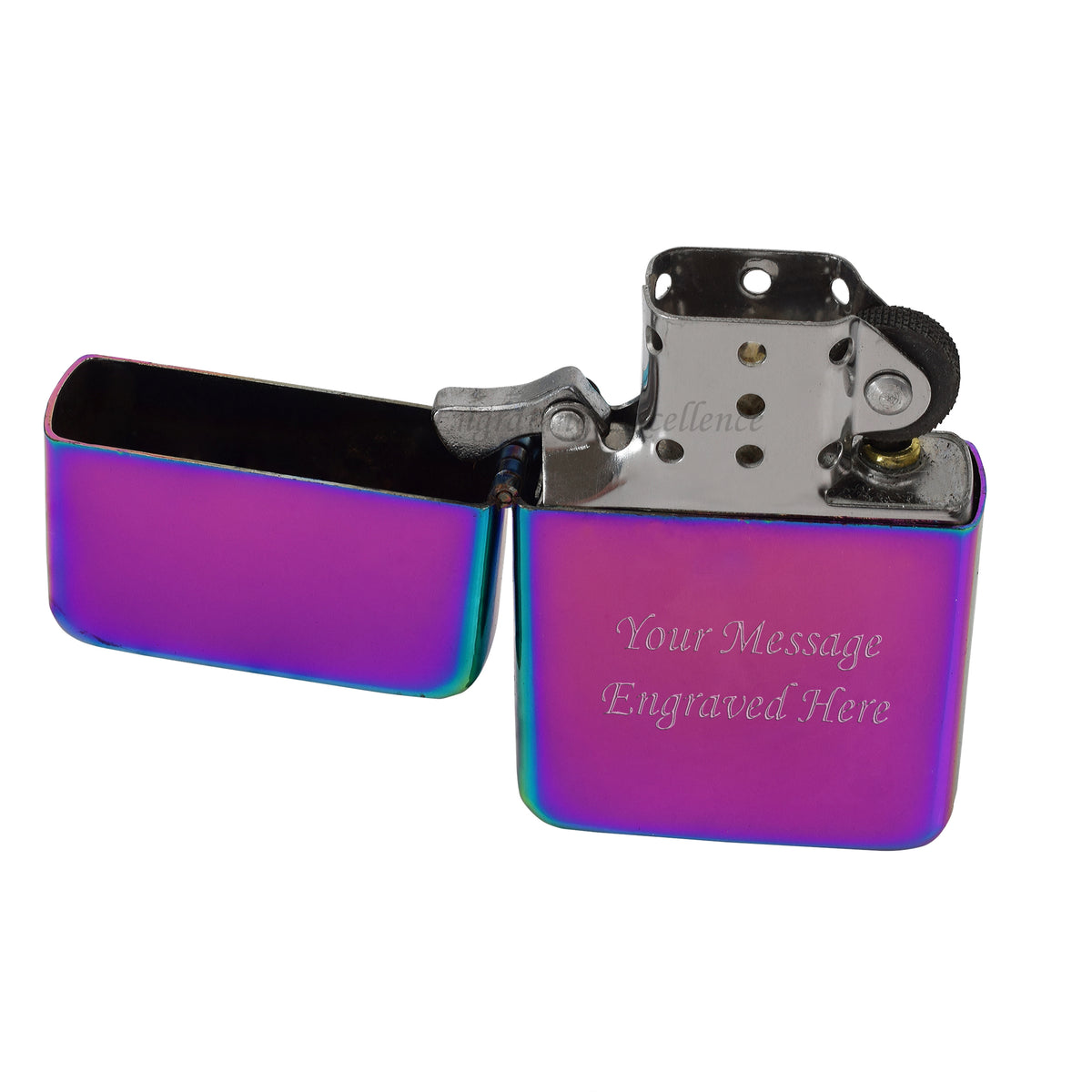 Steel Traditional Flip Lighter Rainbow Engraving Excellence