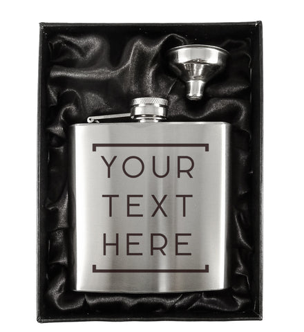 Border Custom Silver 6oz Hip Flask In A Gift Box
