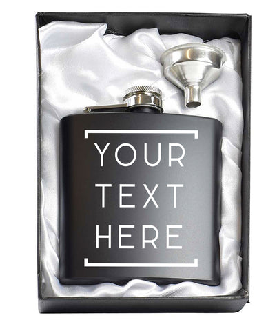Border Custom Black 6oz Hip Flask In A Gift Box