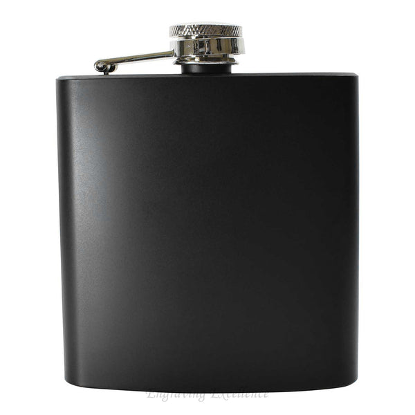 Black 6oz Hip Flask with Funnel and Satin Lined Gift Box