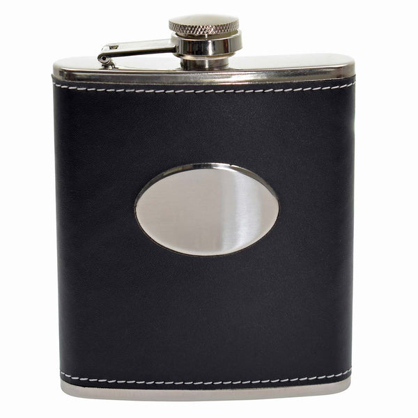 Black Oval 7oz Hip Flask Gift Set