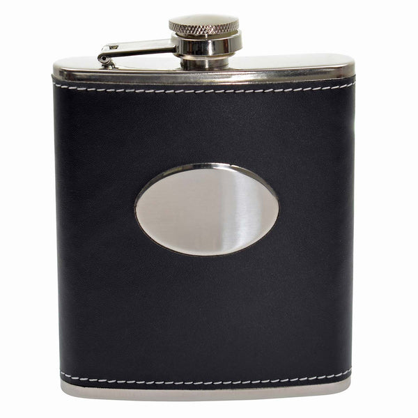 Black Oval Hip Flask Gift Set