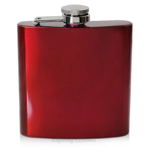 Engraved 6oz Red Hip Flask