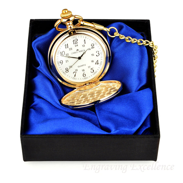 Gold Pocket Watch with Arabic Numerals