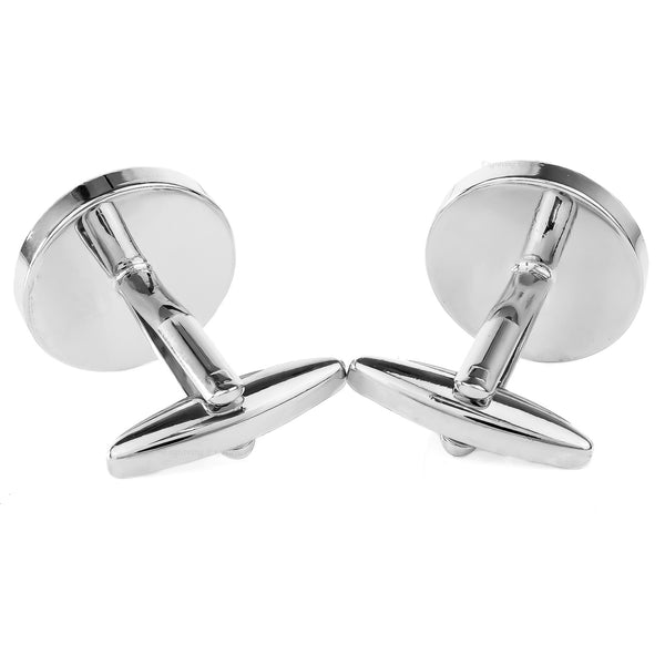 Round Rhodium Plated Cufflinks