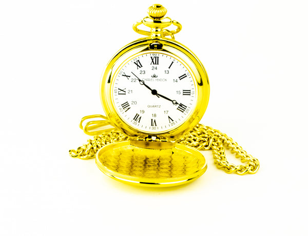 Gold Pocket Watch with Roman Numerals