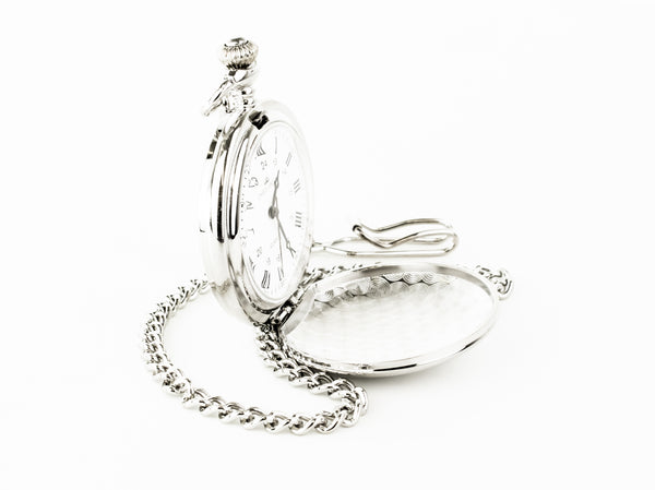 Silver Pocket Watch with Roman Numerals