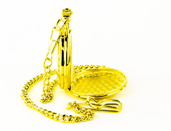Gold Pocket Watch with Arabic Numerals