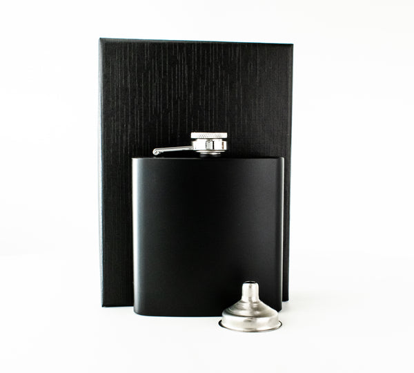 Boxed Name Black 6oz Hip Flask