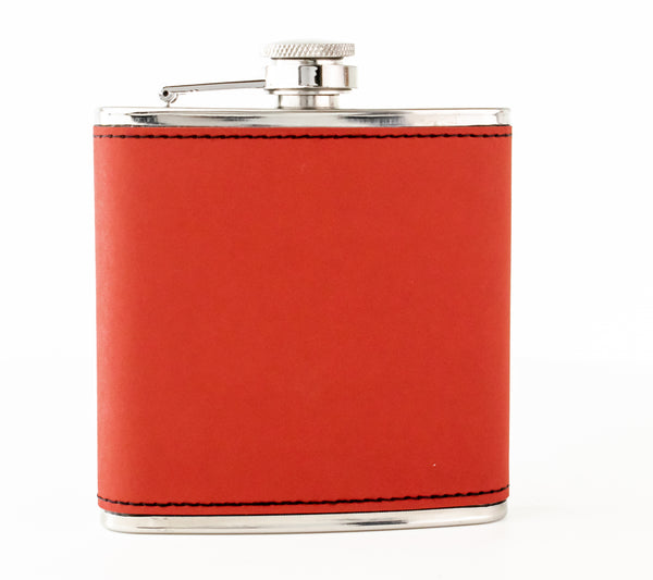 6oz Textured PU Leather Hip Flask Maroon/Black