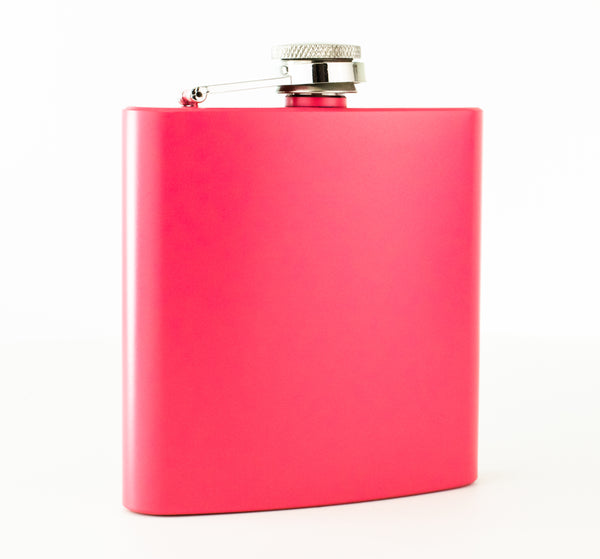 Pink 6oz Hip Flask Silver Gift Box