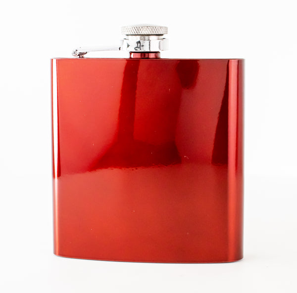 Engraved 6oz Shiny Red Hip Flask