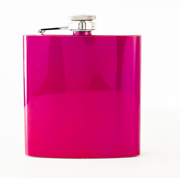Engraved 6oz Shiny Pink Hip Flask