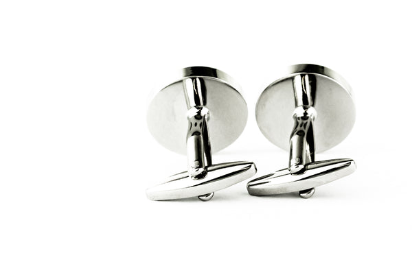 Round Rhodium Plated Cufflinks