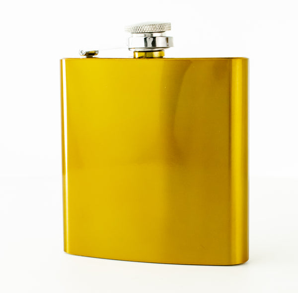 Engraved 6oz Shiny Gold Hip Flask