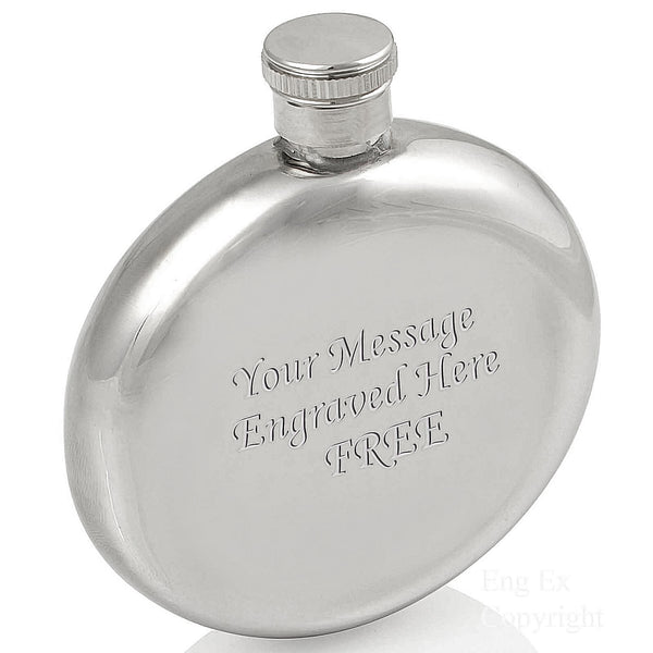 5oz Round Hip Flask - Clear Front - Silver Band