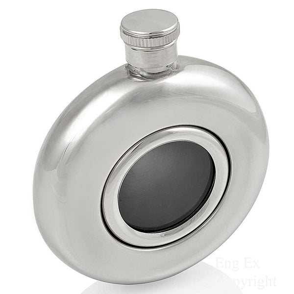 5oz Silver Round Hip Flask with Funnel in Gift Box