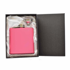 Pink 6oz Hip Flask Silver Gift Box