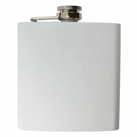 Engraved White 6oz Hip Flask