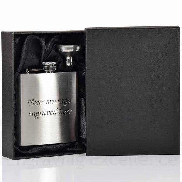 6oz Hip Flask with Funnel and Gift Box - Father's Day Printed Lid