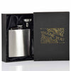 6oz Hip Flask with Funnel and Gift Box - Thank You Printed Lid