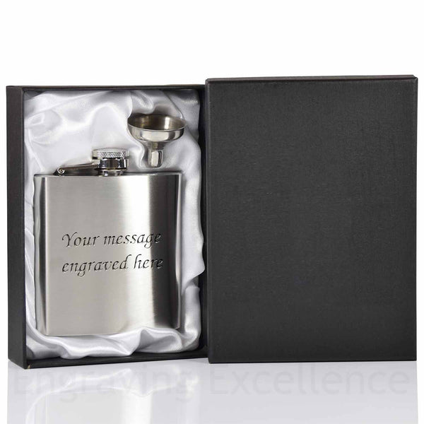 6oz Hip Flask with Funnel and Gift Box - Father's Day Printed Lid