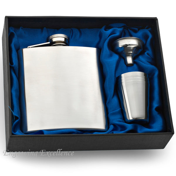 Hip Flask with Funnel and Cups in a Wedding Gift Box