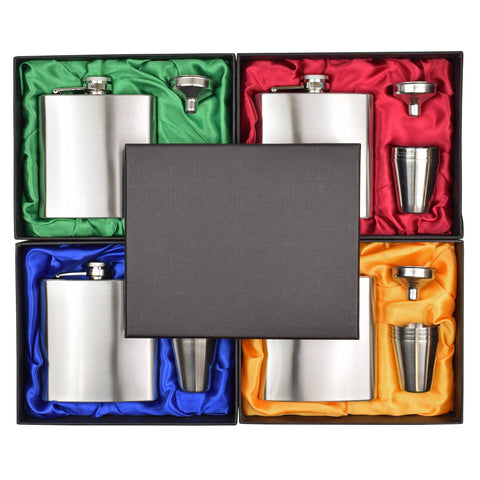 6oz Hip Flask in Gift Box with Funnel and Cups