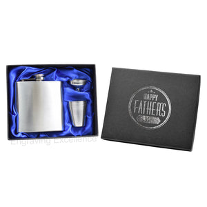 Father's Day Special 6oz Hip Flask in Gift Box with Funnel and Cups