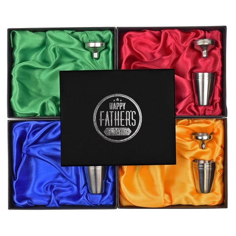 Father's Day Special 6oz Hip Flask in Gift Box with Funnel and Cups