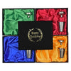 6oz Hip Flask in Gift Box with Funnel and Cups with a printed Happy Birthday lid