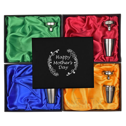 Mother's Day Special 6oz Hip Flask in Gift Box with Funnel and Cups