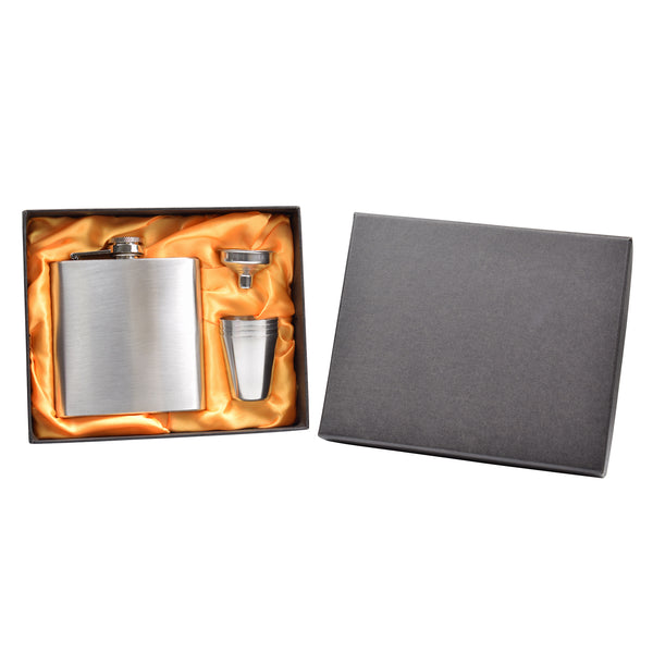 Hip Flask with Funnel and Cups in a Wedding Gift Box