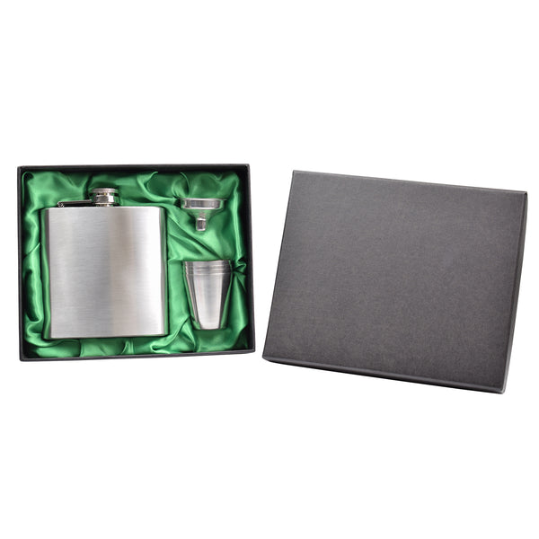 Hip Flask with Funnel and Cups in a Wedding Gift Box