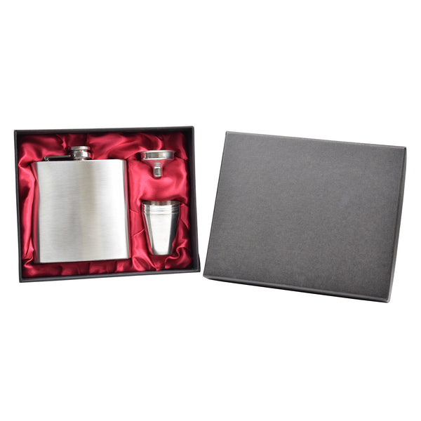 Hip Flask with Funnel and Cups in a Wedding Gift Box