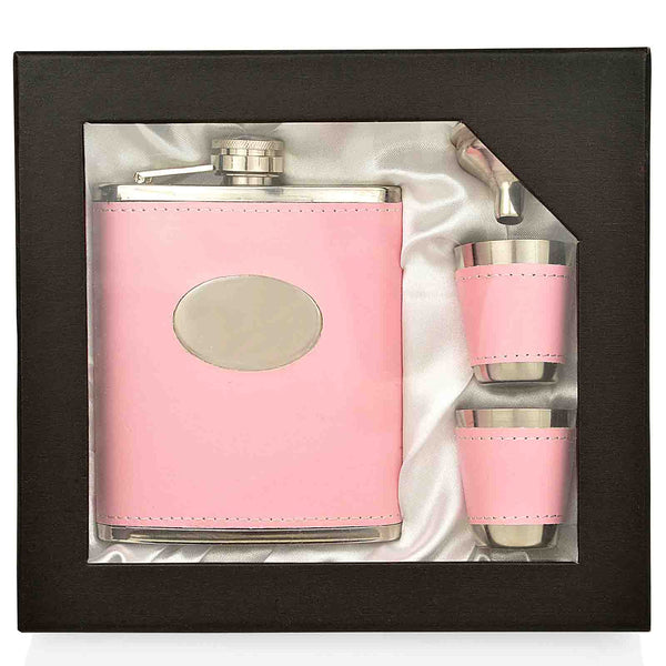 7 oz Pink Hip Flask Gift Set