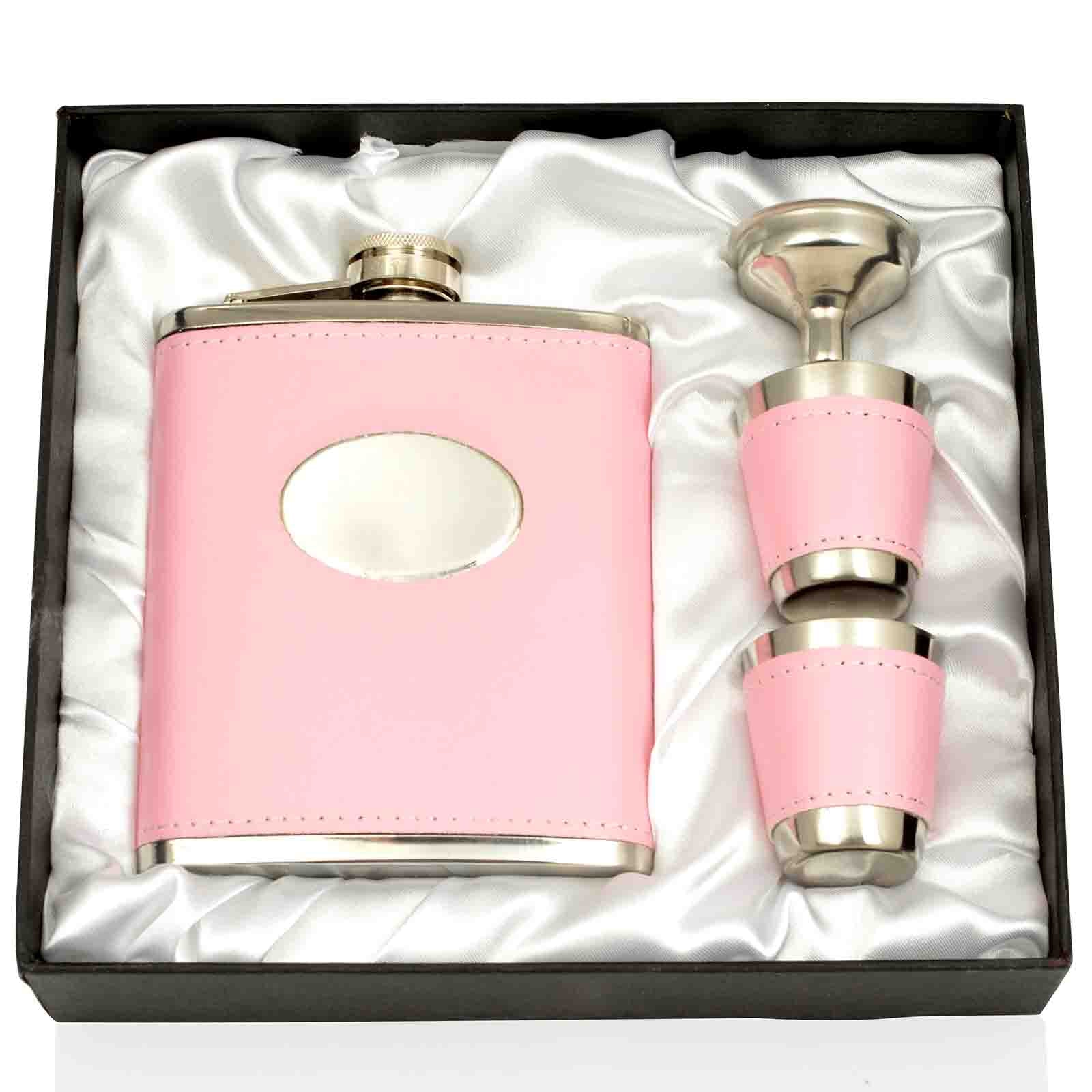 7 oz Pink Hip Flask Gift Set