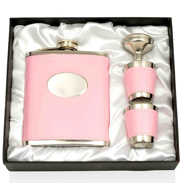 7 oz Pink Hip Flask Gift Set