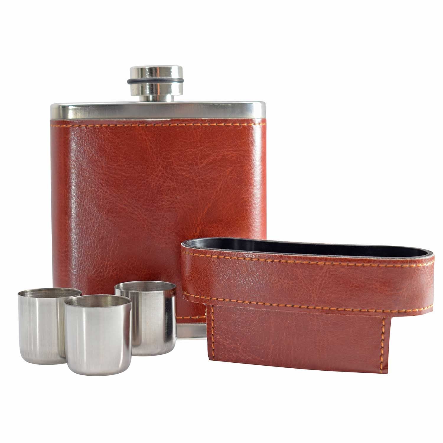 8oz Leather Case Hip Flask