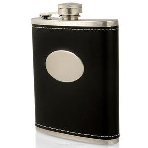 Black Oval Hip Flask Gift Set