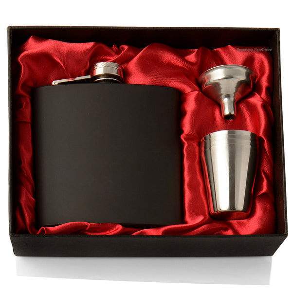 Black Hip Flask Gift Set