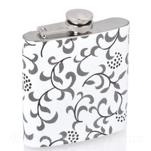 6oz Vinyl Covered Flask with White Floral Pattern