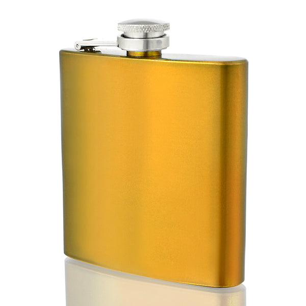 Engraved 6oz Shiny Gold Hip Flask