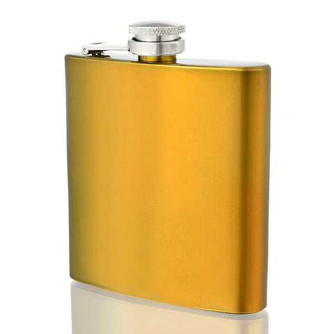 Engraved 6oz Shiny Gold Hip Flask