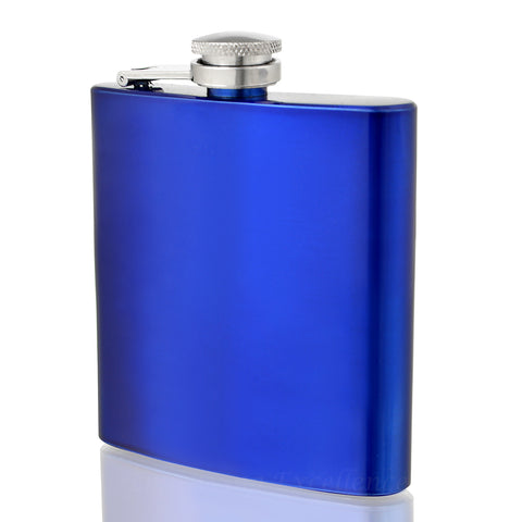 Engraved 6oz Blue Hip Flask